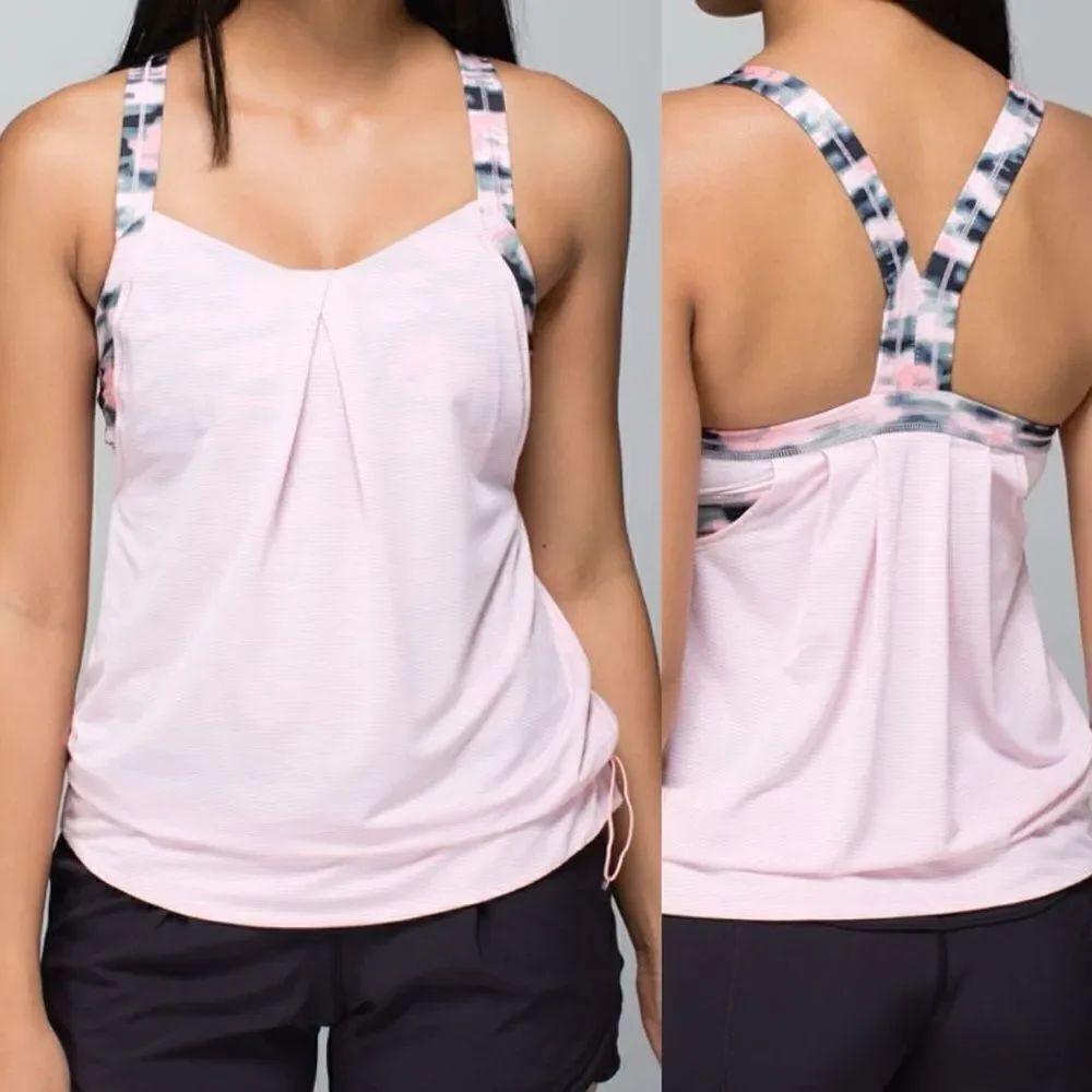 Lululemon blush Rest Less Tank Heathered Barely Pink Wamo Camo size 4